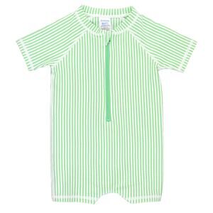Rugged Butts Green & White Seersucker Striped Romper 3–6M Short Sleeve One-Piece